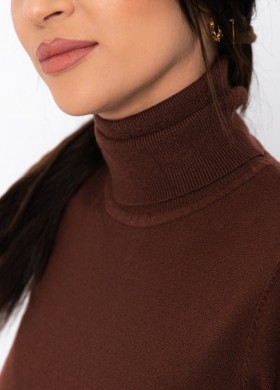 Поло тъмнокафяво кашмир