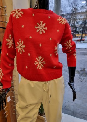 Пуловер червен SNOW