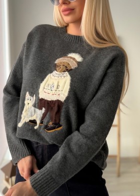 Пуловер Мече и куче графит