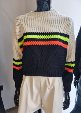 Пуловер с неонови ленти