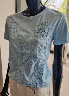Тениска с листа в синьо